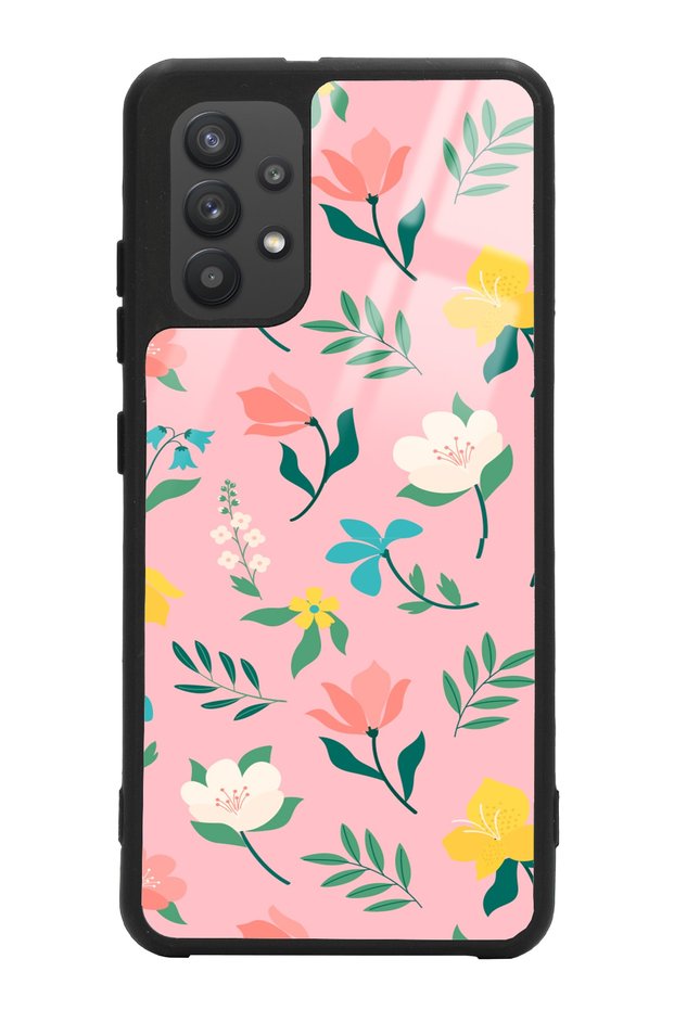 Samsung A32 Pinky Flowers Design Glossy Phone Case