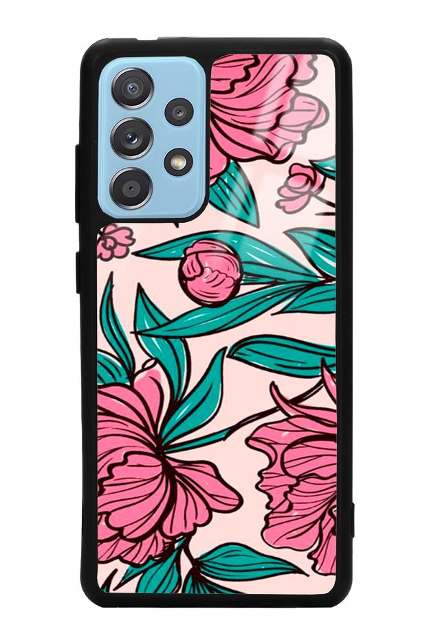 Glossy Phone Case for Samsung A52 Fuchsia Floral Design