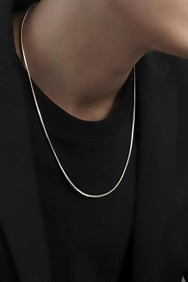 Men's Gray Italian Flat Chain Model - Imported Non-Tarnish Steel Men's Chain