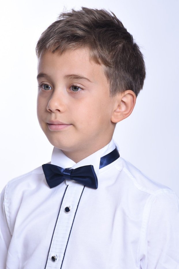 Unisex Children's Plain Satin Navy Blue Show Bow Tie