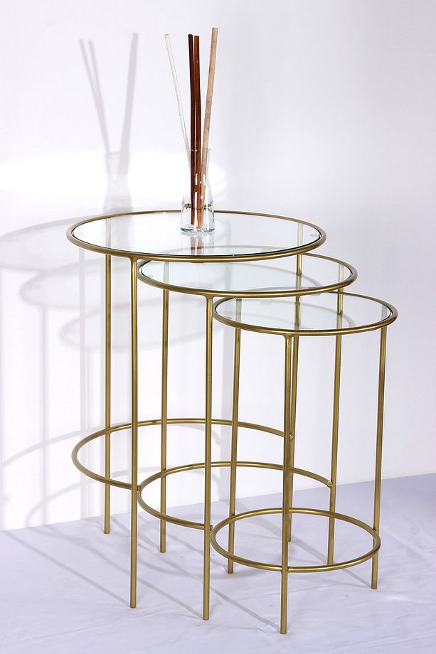 Nesting 3'lü Gold Zigon Sehpa - 2