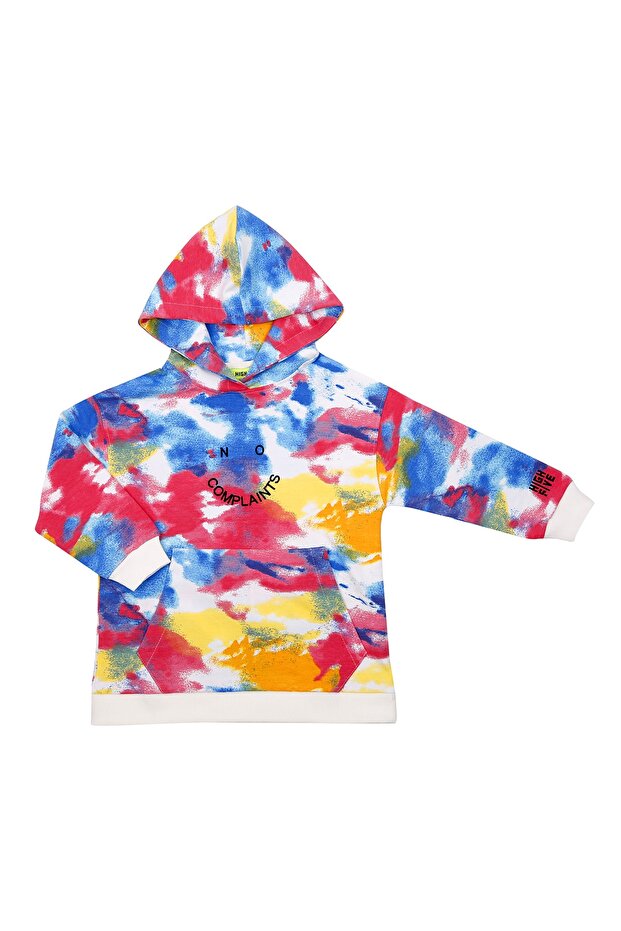 Çocuk Kapşonlu Batik Sweatshırt - 1