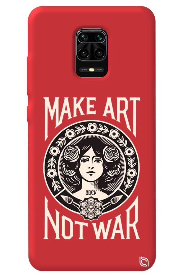 Xiaomi Redmi Note 9 Pro Red Color Make Art Inside Velvet Patterned Silicone Phone Case