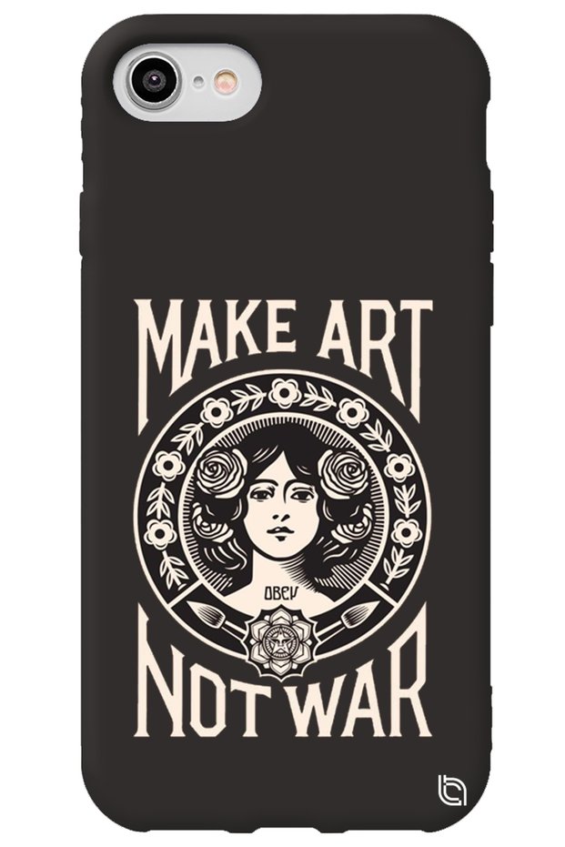 iPhone 8 Black Color Make Art Inside Velvet Patterned Silicone Phone Case