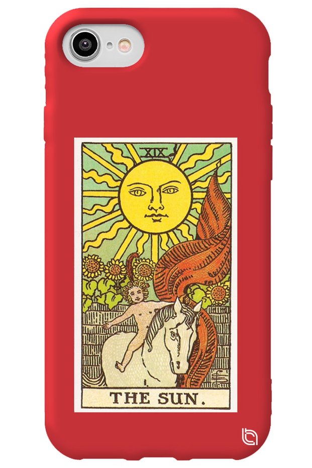 iPhone 8 Red Color the Sun Velvet Patterned Silicone Phone Case