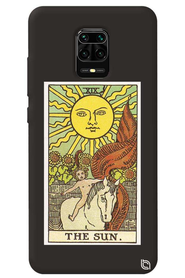 Xiaomi Redmi Note 9 Pro Black Color the Sun Inside Velvet Patterned Silicone Phone Case