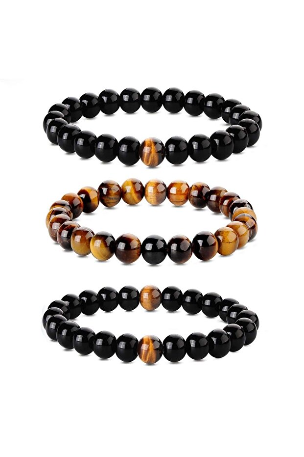 Mixed Natural Stone Bracelet Set of 3