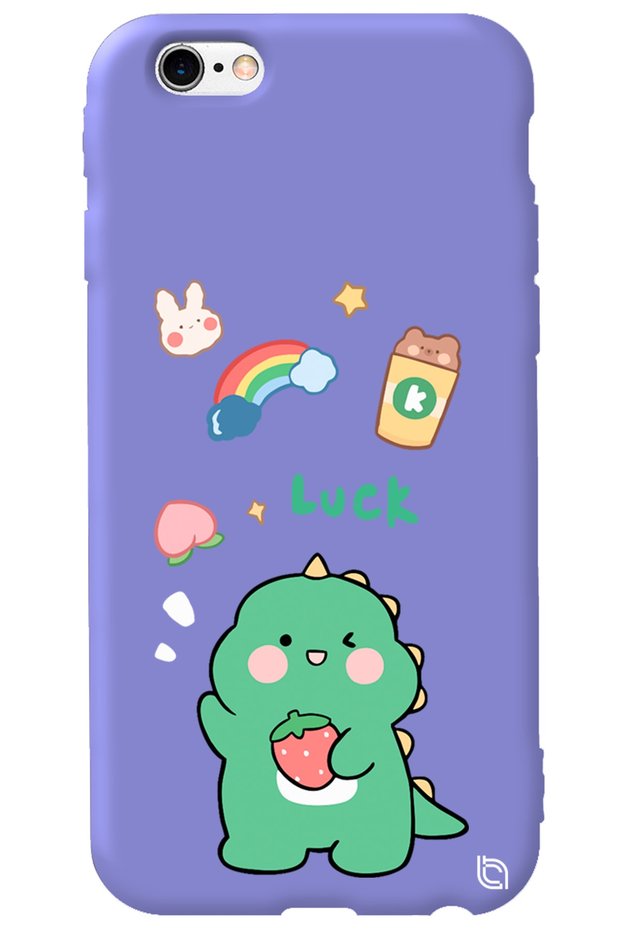 iPhone 6 6S Lilac Colored Dinosaur Velvet Patterned Silicone Phone Case