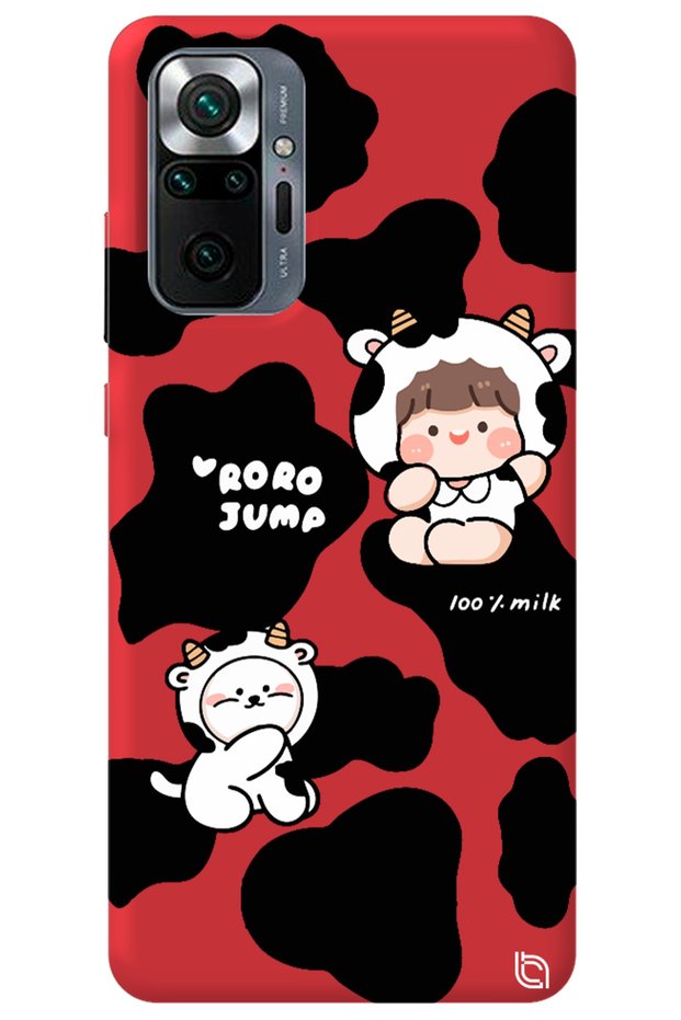 Xiaomi Redmi Note 10 Pro Red Color Cow Velvet Patterned Silicone Phone Case