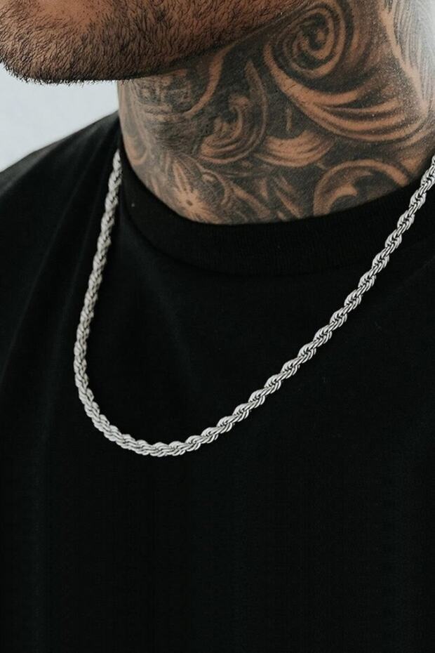 Men's Gray Twist Chain Model - Imported Anti-Tarnish Steel Men's Chain