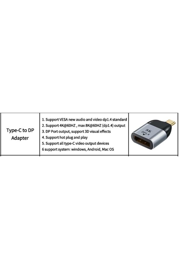 4894 Type C To Displayport Kablo Ucu Dp Mini Çevirici Dönüştürücü Adaptör - 4