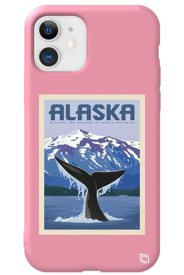 iPhone 11 Pink Colored Alaska Velvet Patterned Silicone Phone Case