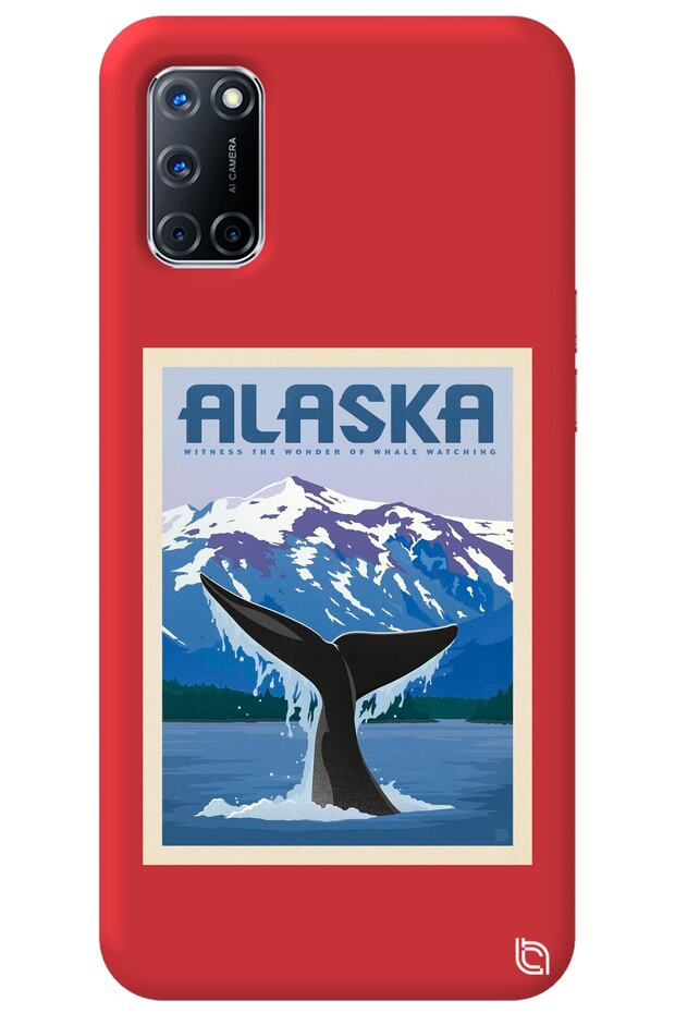 Oppo A72 Red Colored Alaska Velvet Patterned Silicone Phone Case