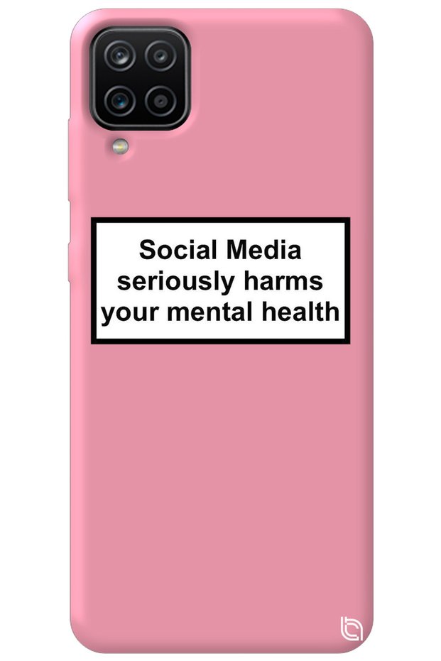 Samsung Galaxy A12 Pink Color Social Media Velvet Patterned Silicone Phone Case
