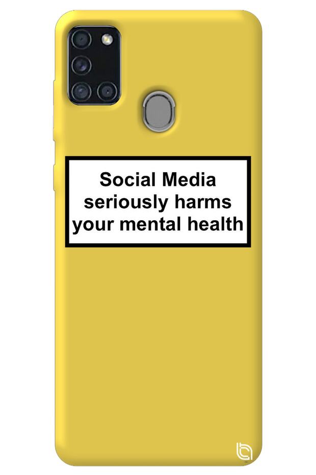 Samsung A21S Yellow Color Social Media Velvet Patterned Silicone Phone Case