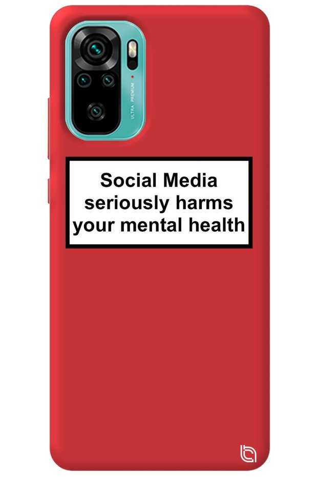 Xiaomi Redmi Note 10 Red Color Social Media Velvet Patterned Silicone Phone Case