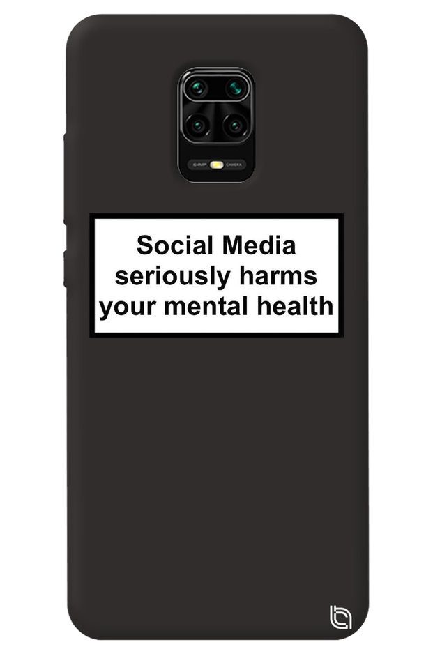 Xiaomi Redmi Note 9 Pro Black Color Social Media Velvet Patterned Silicone Phone Case
