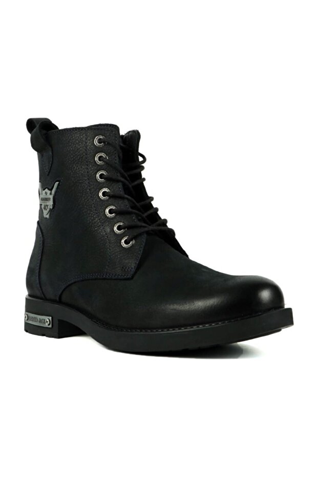 15200 Men's Navy Blue Genuine Leather Buckle Thick Sole Winter Casual Boots Casual Half Postal