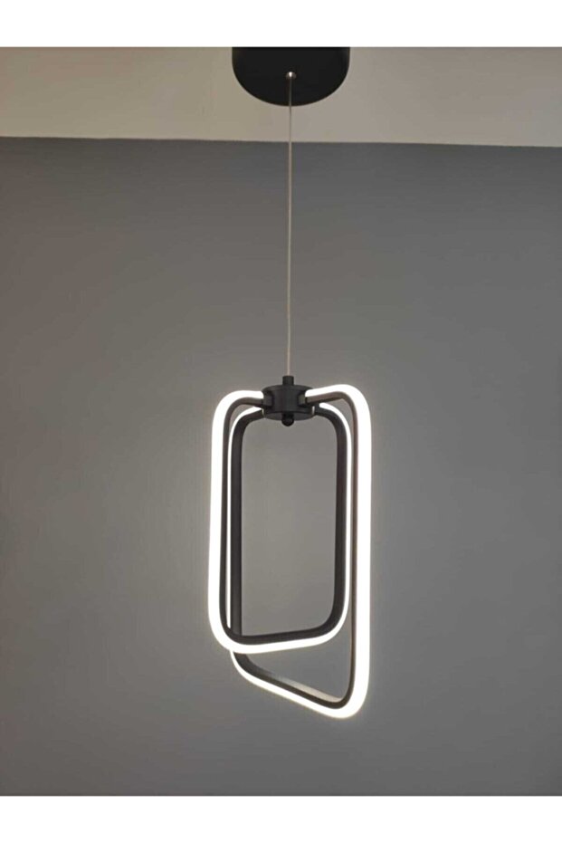 Modern Kare İkili Led Siyah Sarkıt Avize - 1