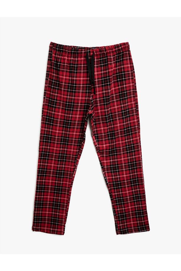 Pijama Takımı - Aile Pijamasi | Erkek Pamuklu Yazılı Baskılı Ekose - 4