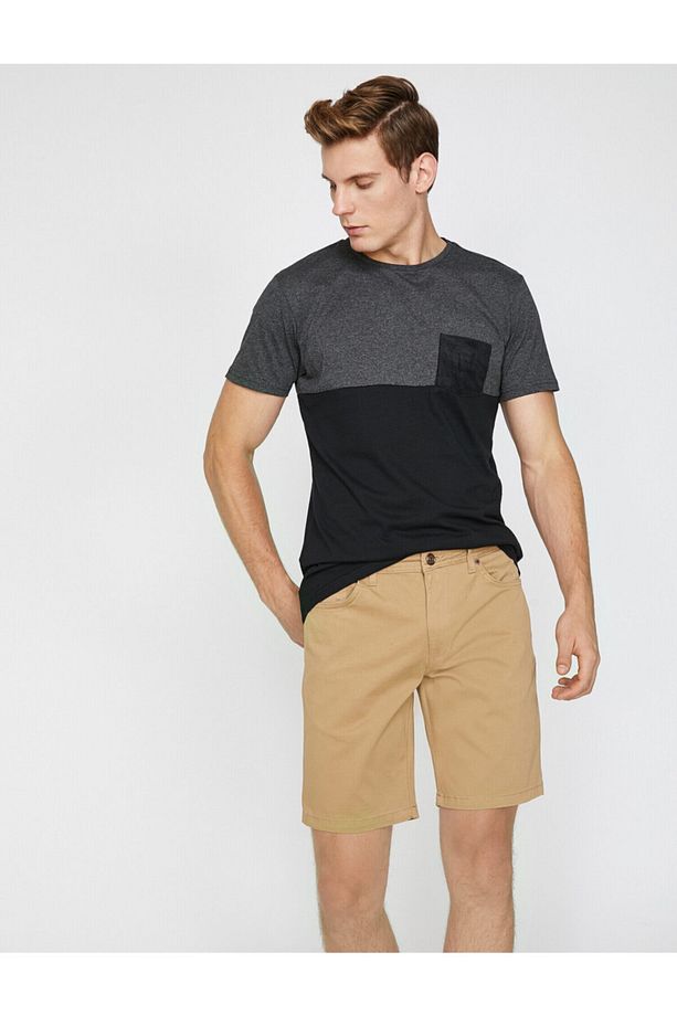 Cep Detaylı Slim Fit Şort - 1