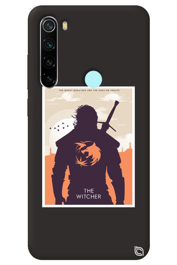 Xiaomi Redmi Note 8 Black Color the Witcher Velvet Patterned Silicone Phone Case