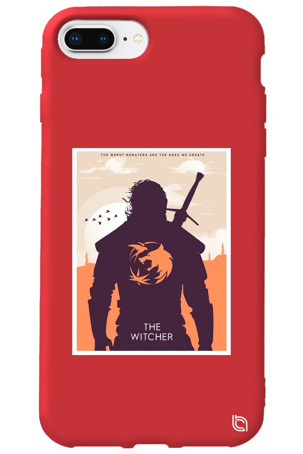 iPhone 7 Plus Red Color the Witcher Velvet Patterned Silicone Phone Case
