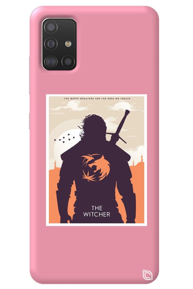 Samsung A71 Pink Color the Witcher Velvet Patterned Silicone Phone Case