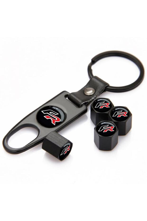 Seat Leon 2006-2012 Fr Logo Stainless Steel Valve Cover and Keychain Set