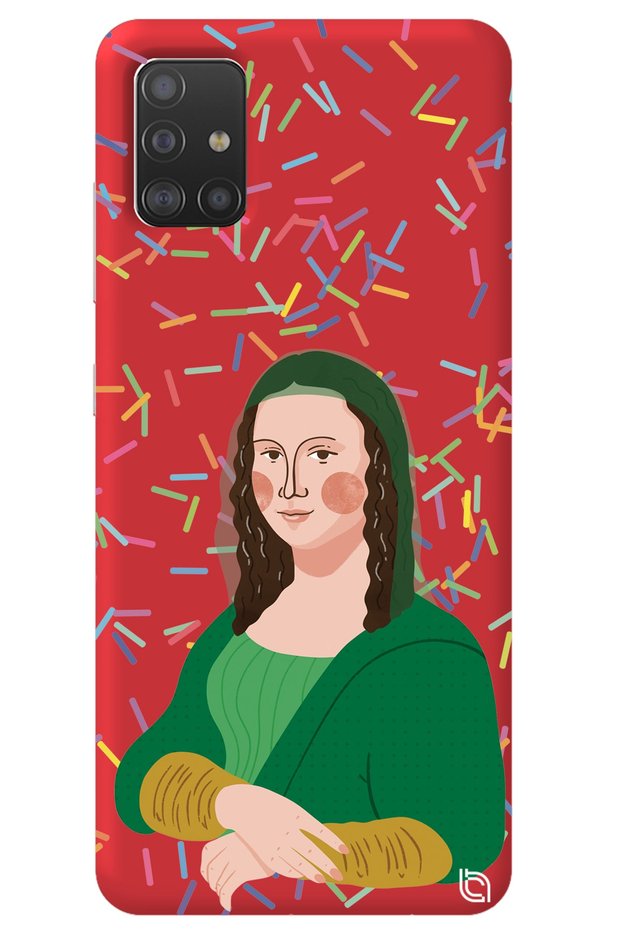 Samsung A71 Red Color Mona Lisa Velvet Patterned Silicone Phone Case