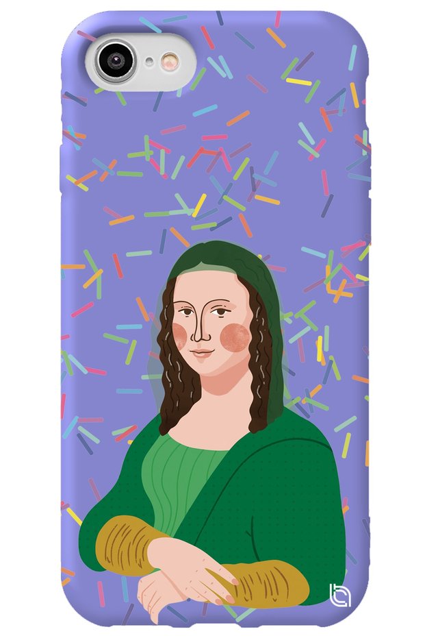 Iphone 8 Lilac Color Mona Lisa Silicone Phone Case with Velvet Pattern Inside
