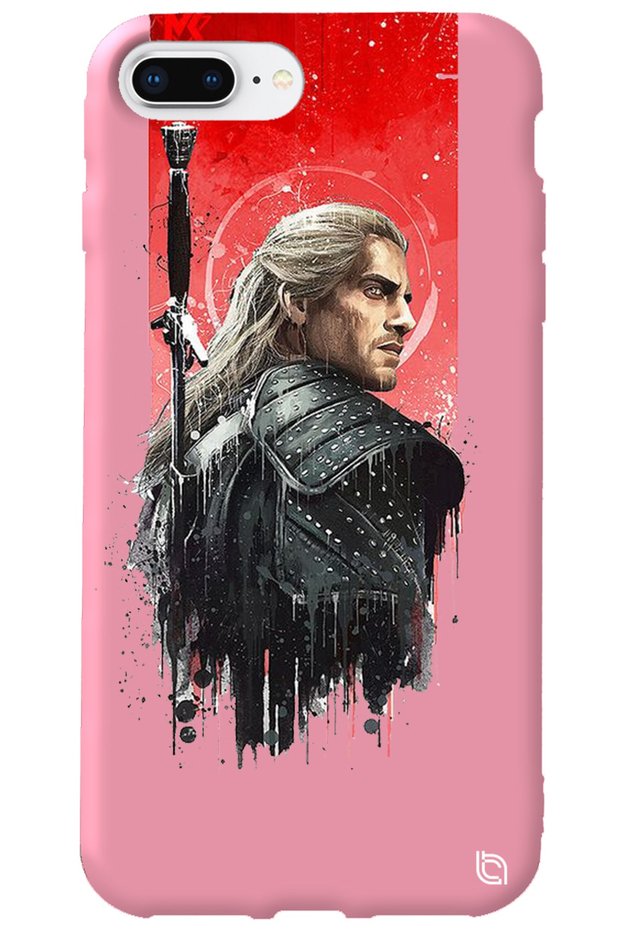 iPhone 7 Plus Pink Color the Witcher Velvet Patterned Silicone Phone Case