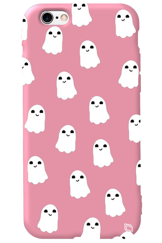 iPhone 6 6S Pink Color Ghost Inside Velvet Patterned Silicone Phone Case