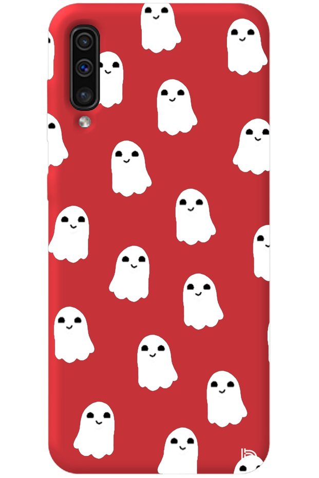 Samsung Galaxy A70 Red Color Ghost Velvet Patterned Silicone Phone Case