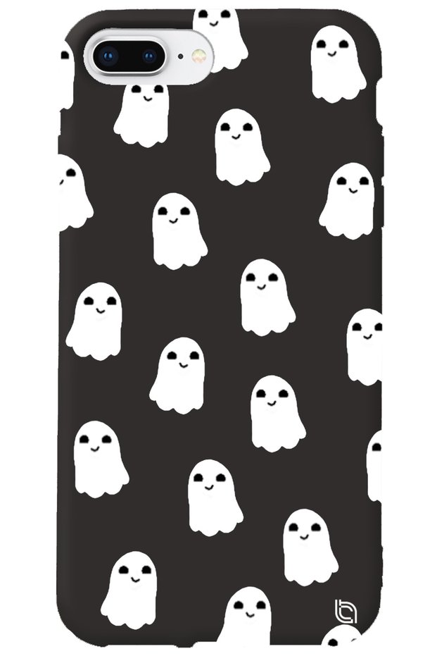 iPhone 7 Plus Black Color Ghost Velvet Patterned Silicone Phone Case