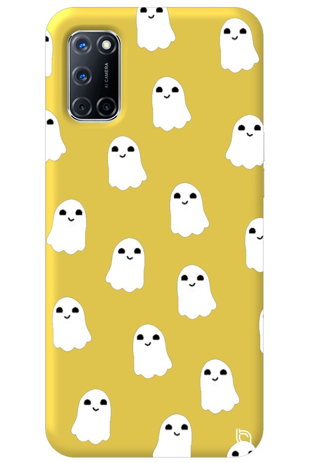 Oppo A72 Yellow Colored Van Gogh Velvet Patterned Silicone Phone Case