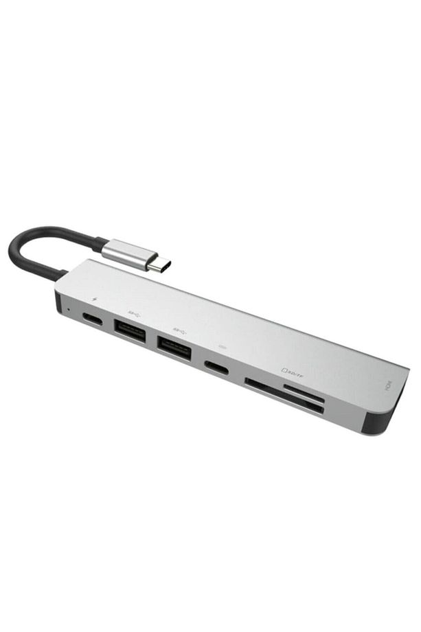 7 In 1 Sd Tf Kart Okuyucu 2 Usb Type-c Hub Hdmı Girişli Macbook Çevirici Çoklayıcı Samsung S10 S20 - 2