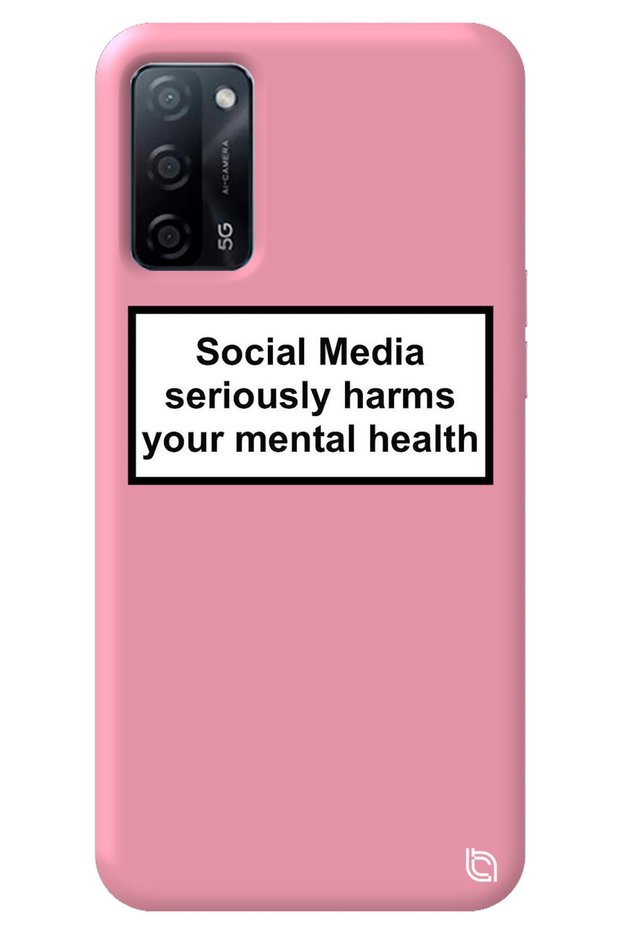 Oppo A52 Pink Colored Social Media Velvet Patterned Silicone Phone Case