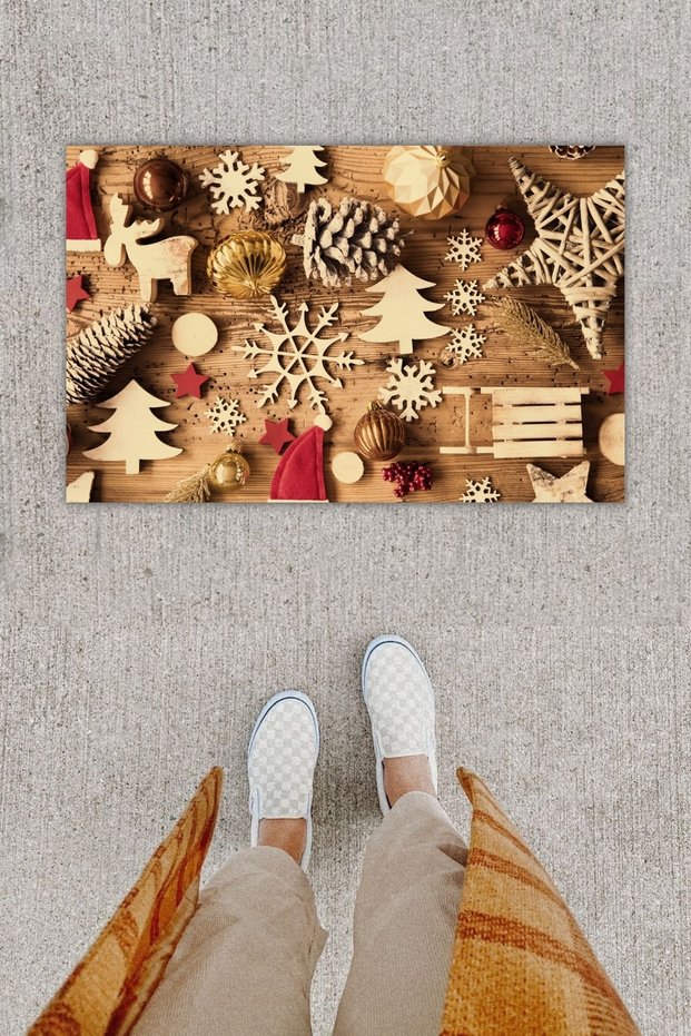 Digital Printing Decorative Christmas Ornament Multicolored Doormat