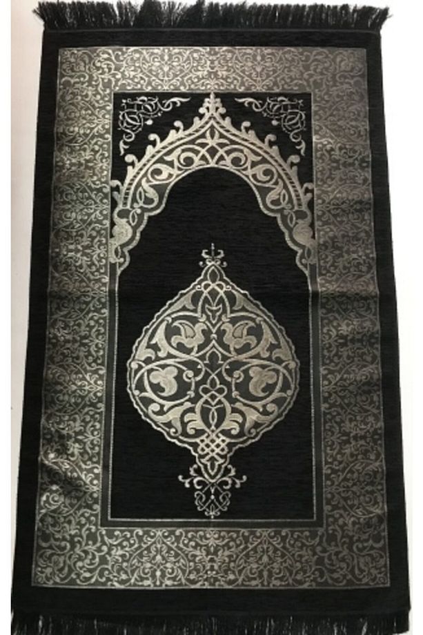 Siyah Osmanlı Desen Tafta Şönil Kadife Seccade,takke,inci Tesbih,yasin Set - 3