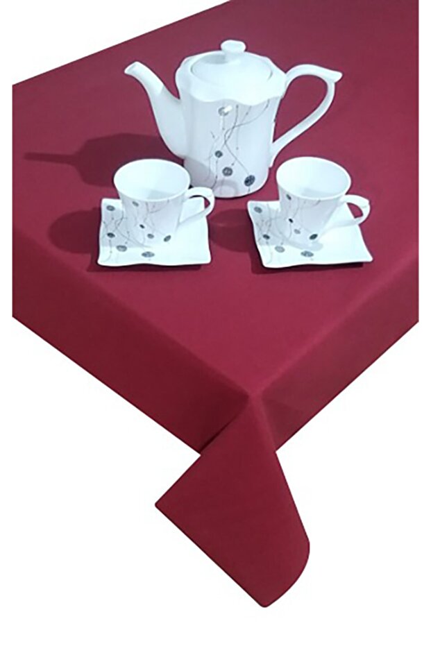 Claret Red Care-Free Stain-Proof Duck Fabric Living Room Kitchen Table Cloth