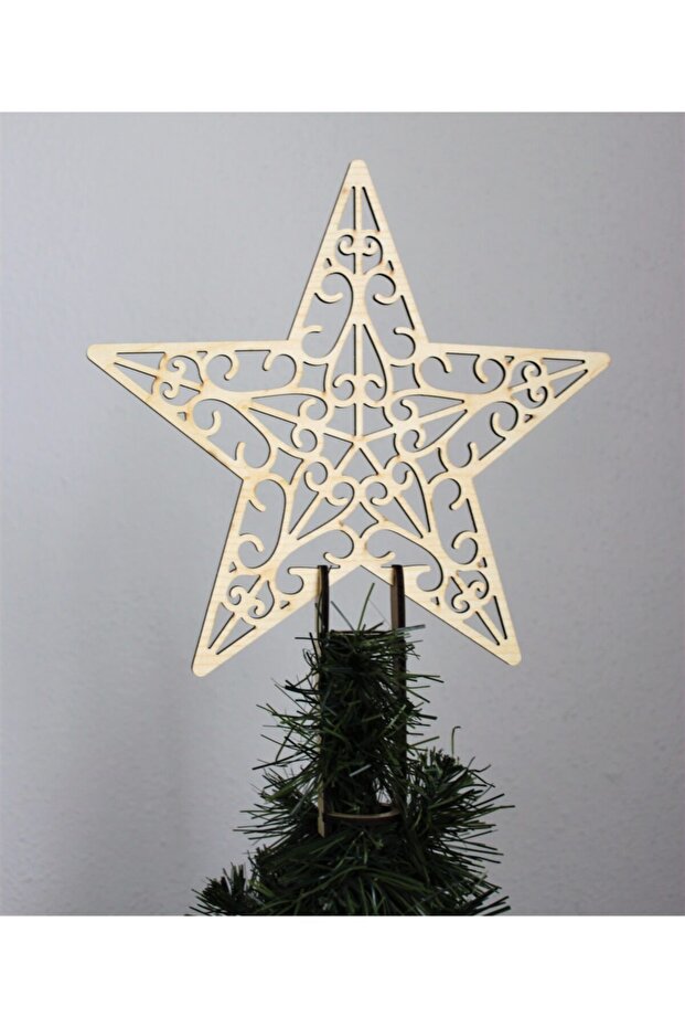 Wooden Star Christmas Tree Top Ornament