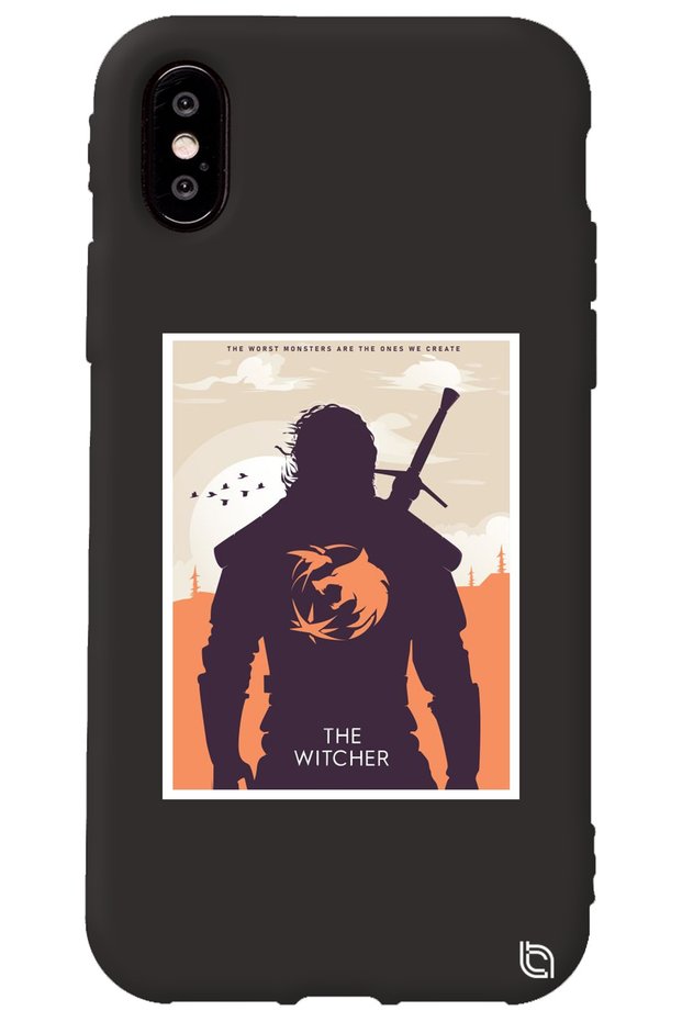 iPhone XS Black Color the Witcher Velvet Patterned Silicone Phone Case