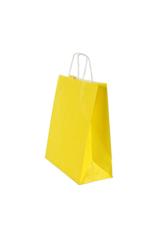 Sarı Kraft Çanta 18x8x24 ( 25 Adet ) ( Kağıt Poşet Çanta ) - 1