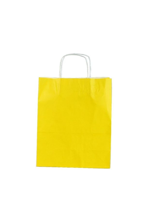 Sarı Kraft Çanta 18x8x24 ( 25 Adet ) ( Kağıt Poşet Çanta ) - 2