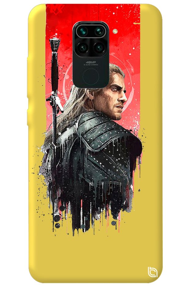 Xiaomi Redmi Note 9 Yellow Color the Witcher Velvet Patterned Silicone Phone Case