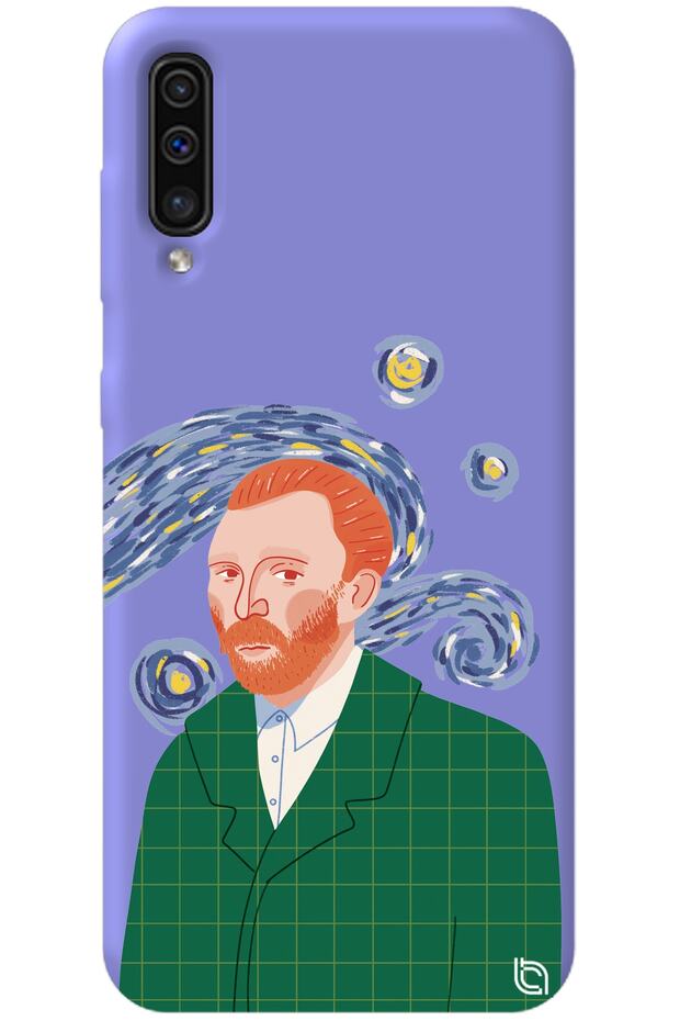 Samsung Galaxy A70 Lilac Colored Van Gogh Velvet Patterned Silicone Phone Case