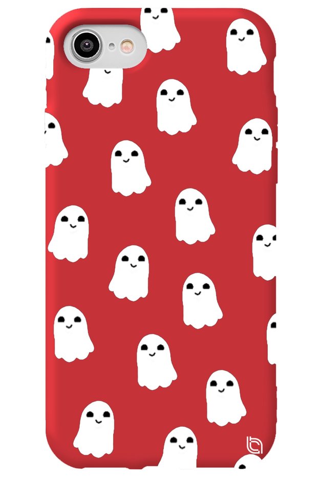iPhone 7 Red Color Ghost Velvet Patterned Silicone Phone Case