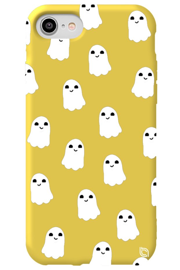 iPhone 7 Yellow Color Ghost Velvet Patterned Silicone Phone Case