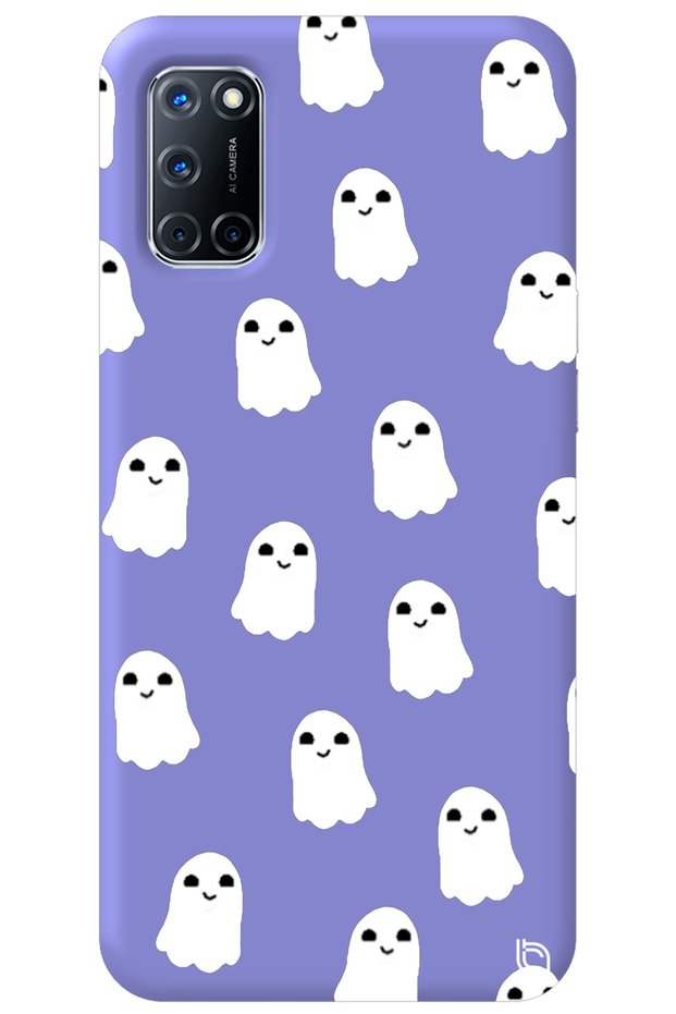 Oppo A72 Lilac Colored Van Gogh Velvet Patterned Silicone Phone Case